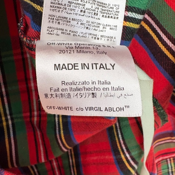 Off white spray paint flannel shirt in red - Picture 9 of 10